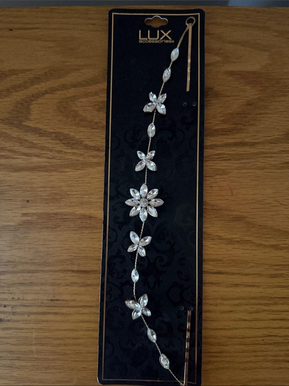 LUX Crystal Floral Hair Vine in Silver